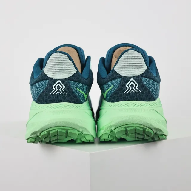 Hoka Blue Green Maximalist Cushioning Engineered Knit Upper Running Shoes