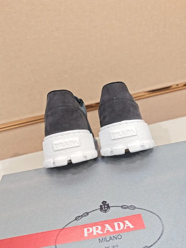 Prada Cloudbust Gray Suede and Textile Chunky Sneakers