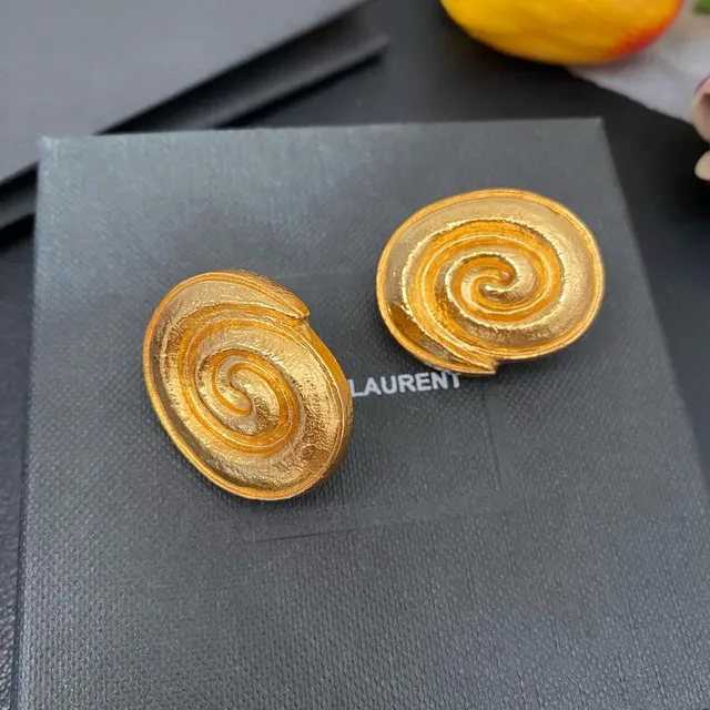 Saint Laurent Spiral Gold Clip-On Earrings