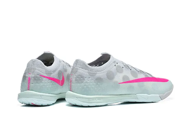 Nike Mercurial White Pink Low-Cut Knit Upper Vibrant Swoosh Accent Indoor Soccer Shoes