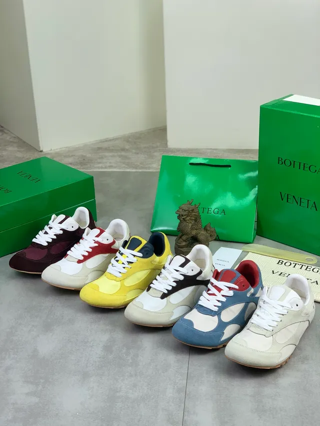Bottega Veneta Andiamo Beige White Minimalist Suede-and-Nylon Panelled Lifestyle Sneakers