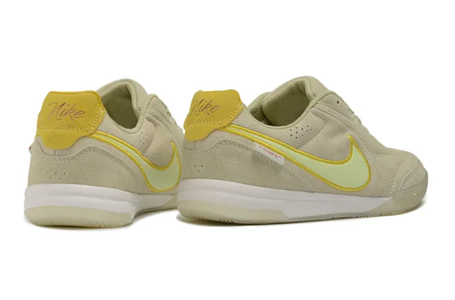 Nike Beige Yellow Suede Upper Low-Top Indoor Soccer Shoes