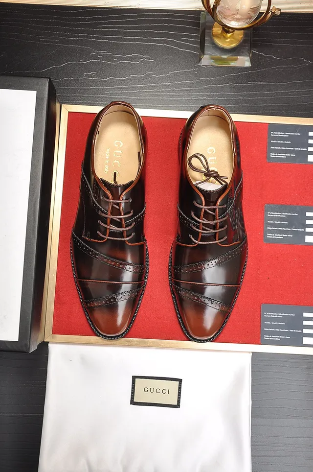 Gucci Brown Black Cap-Toe Brogue Oxford Shoes