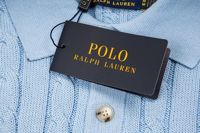 Polo Ralph Lauren Beige Navy Cable-Knit Sleeveless Polo Shirt