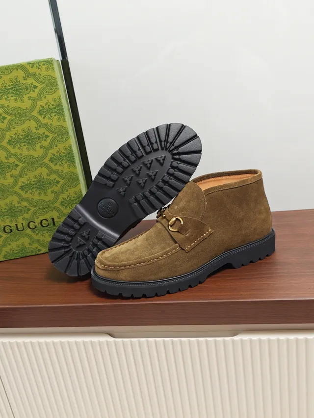 Gucci Brown Black Suede Upper Horsebit Buckle Loafer