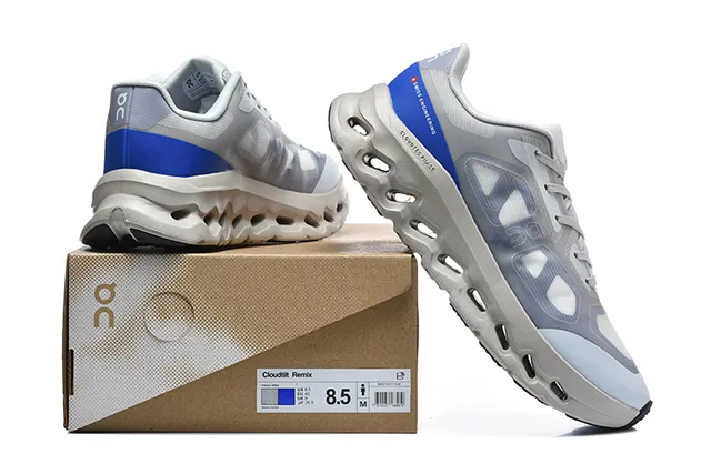 On Black White Engineered Mesh Upper Open Hexagonal CloudTec Pods Running Shoes