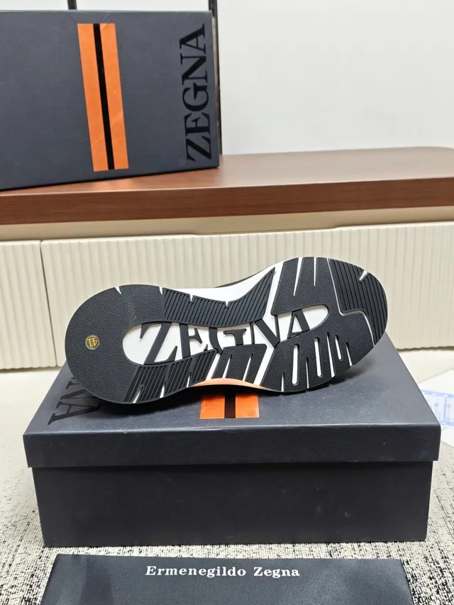 Zegna Black White Knit Upper Slip-On Lifestyle Sneakers