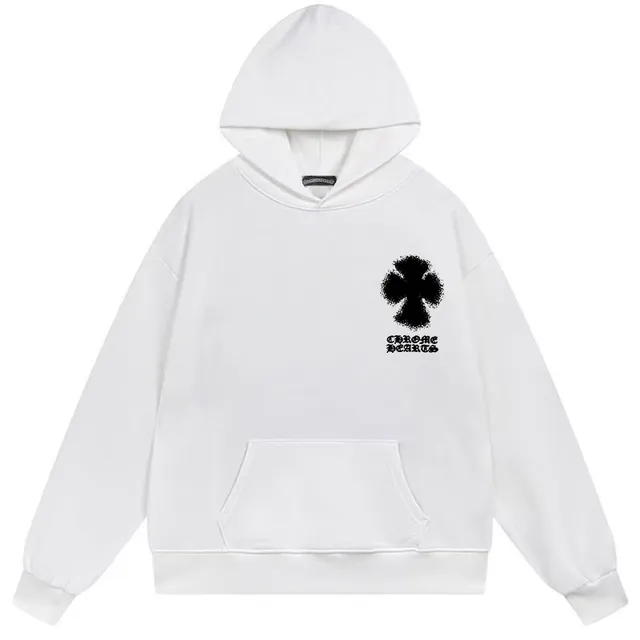Chrome Hearts Black White Oversized Fit Screen-Printed Back Graphic Hoodie