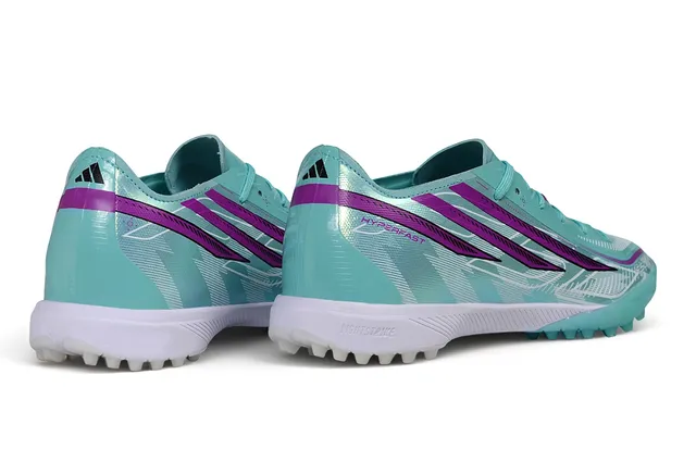 Adidas Blue Purple Iridescent Synthetic Upper Triple-Stripe Overlay Artificial-Grass Soccer Shoes