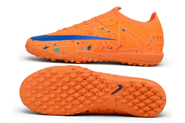 Nike Orange Blue Knit Upper Speckle-Print Overlay Turf Soccer Shoes