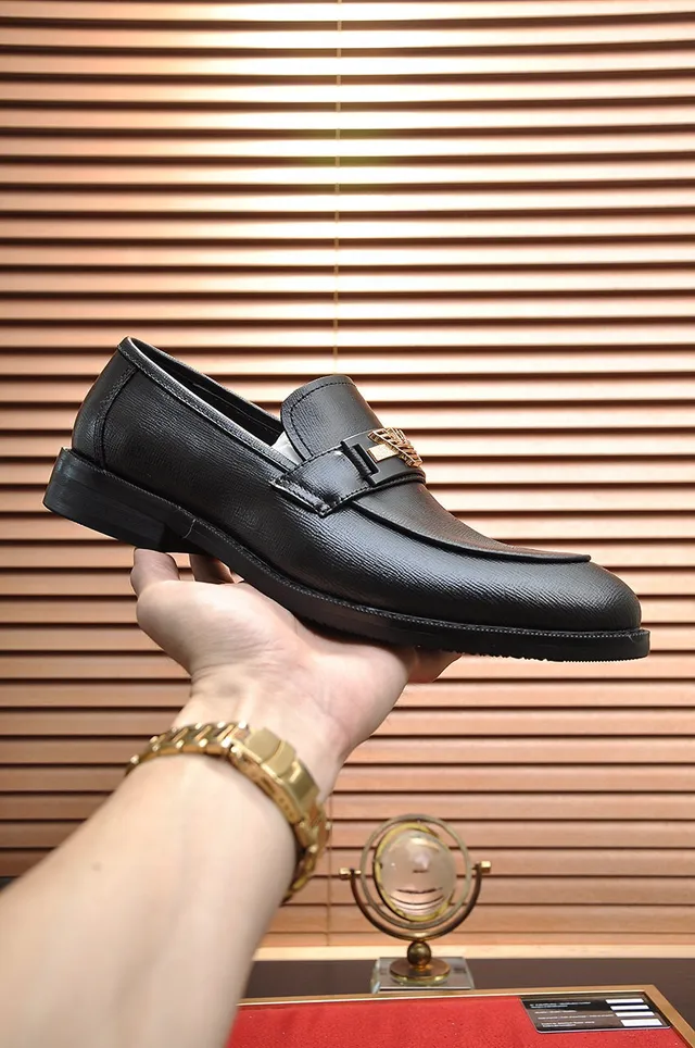 Giorgio Armani Black Gold Leather Penny Loafer