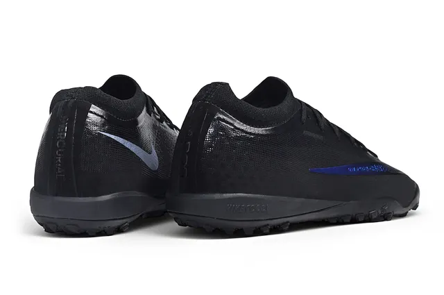 Nike Black Blue Knit Upper Low-Cut Collar Turf Soccer Shoes