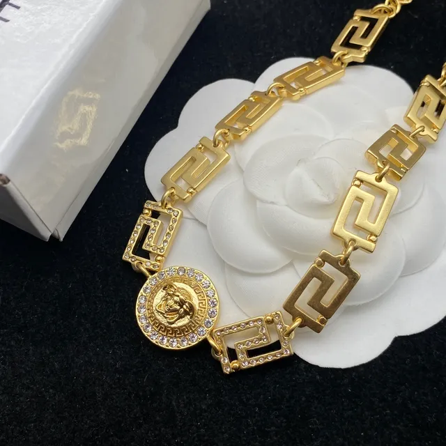 Versace Odissea Greca Key Medusa Coin Necklace