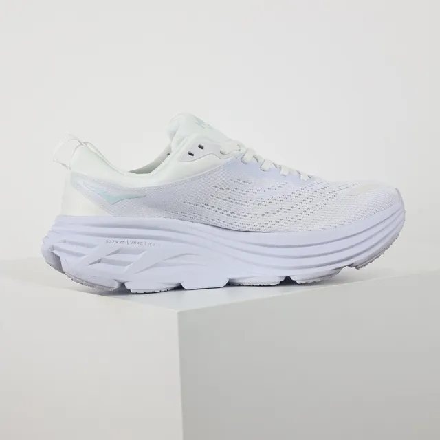 Hoka White Green Engineered Mesh Upper Multi-Layered Ridged Midsole Running Shoes