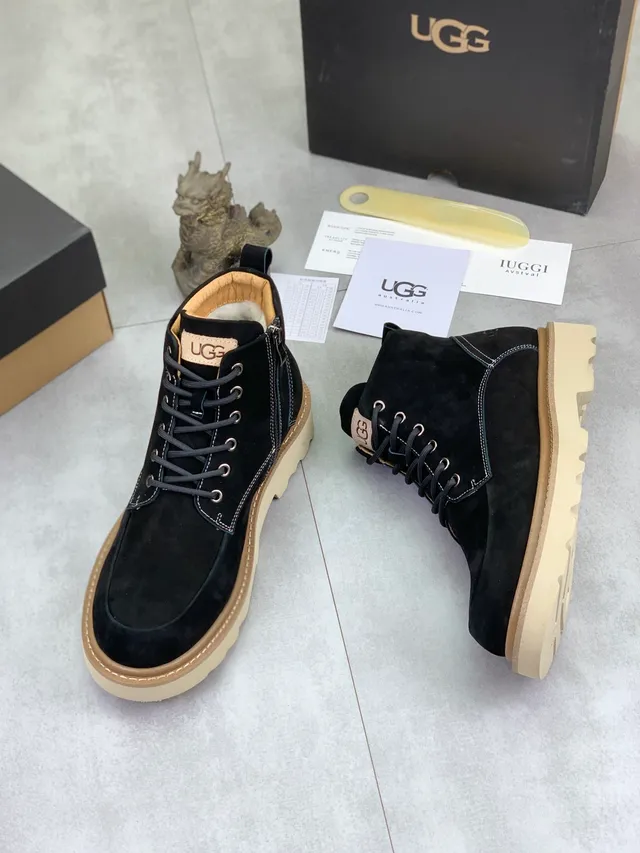 UGG Black Suede Lace-Up Work Boot