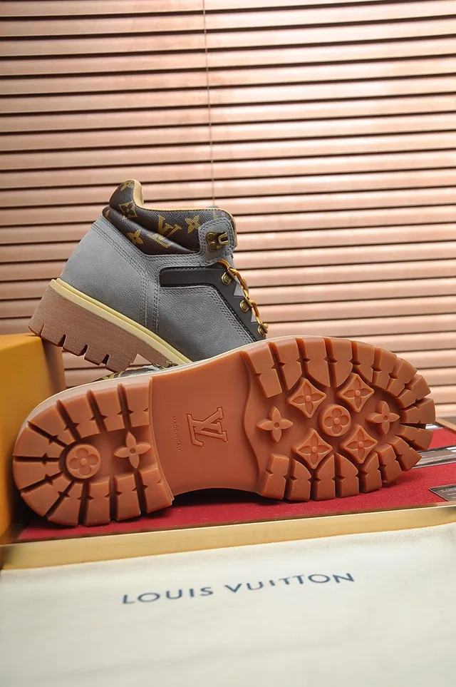 Louis Vuitton Trail Gray Suede and Monogram Work Boots