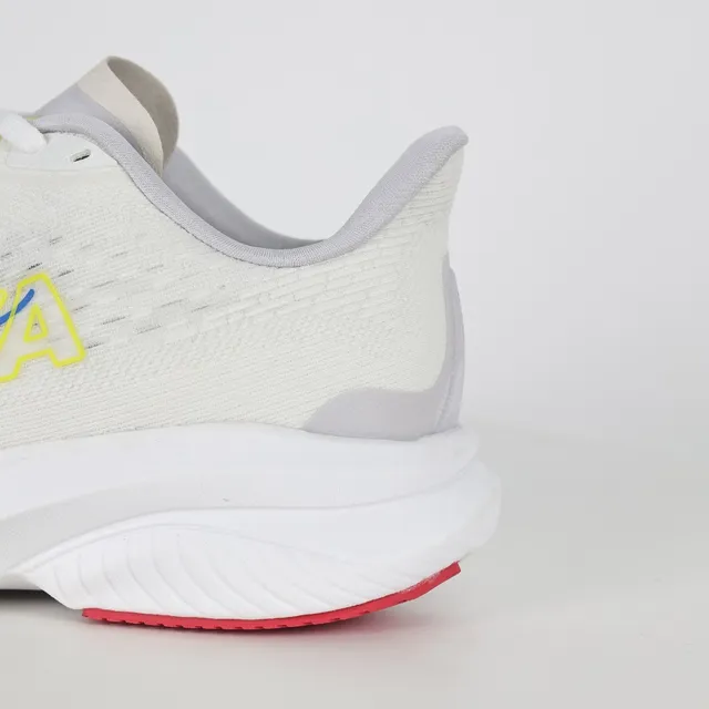 Hoka White Red Engineered Mesh Upper Rocker-Bottom Sole Running Shoes