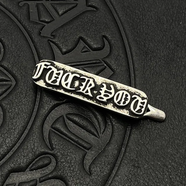 Chrome Hearts Cross Motif Silver Black Ornate Motifs Gothic Typography Brooch