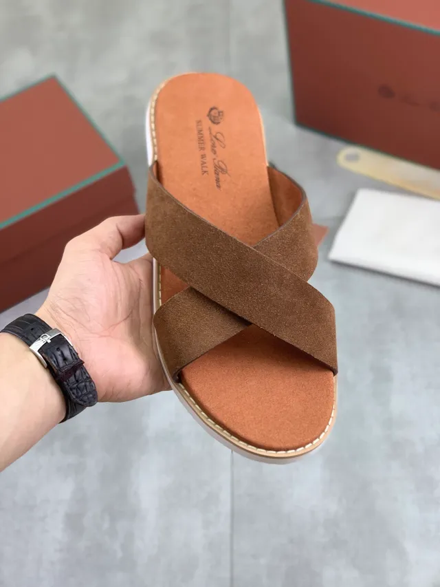 Brown Beige Crossed-Strap Slide-On Casual Sandals