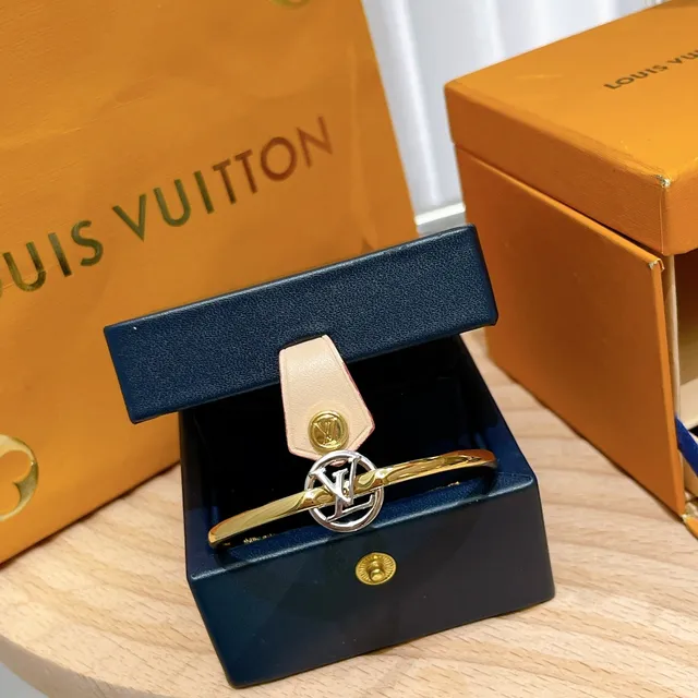 Louis Vuitton LV Circle Gold-Tone Interlocking Monogram Bracelet