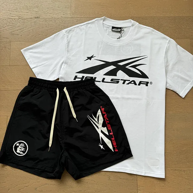 Hellstar Graphic-Print Crewneck T-Shirt and Drawstring Shorts Casual Set