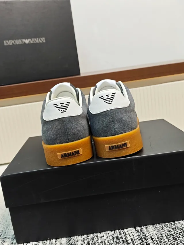 Emporio Armani Gray Suede V-Logo Lifestyle Sneakers