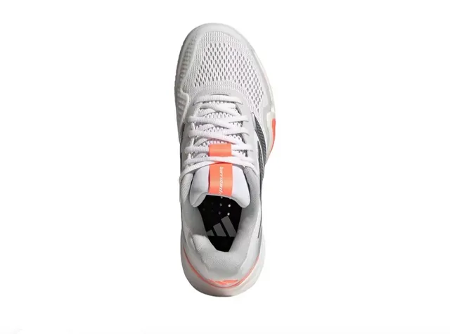 Adidas White Orange Breathable Mesh Upper Metallic Three-Stripe Overlay Sneakers