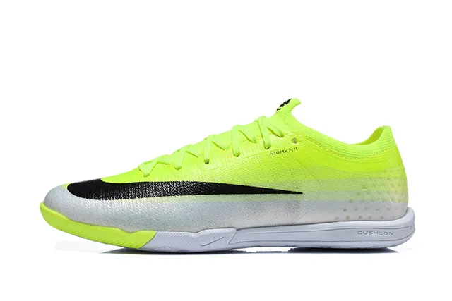 Nike Yellow Black Low-Cut Knit Upper Gradient Neon To White Indoor Soccer Shoes