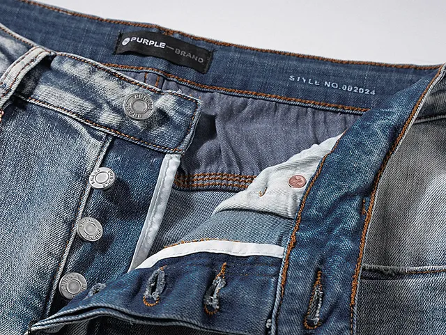 Purple Brand Distressed Light-Wash Paint-Splatter Jeans