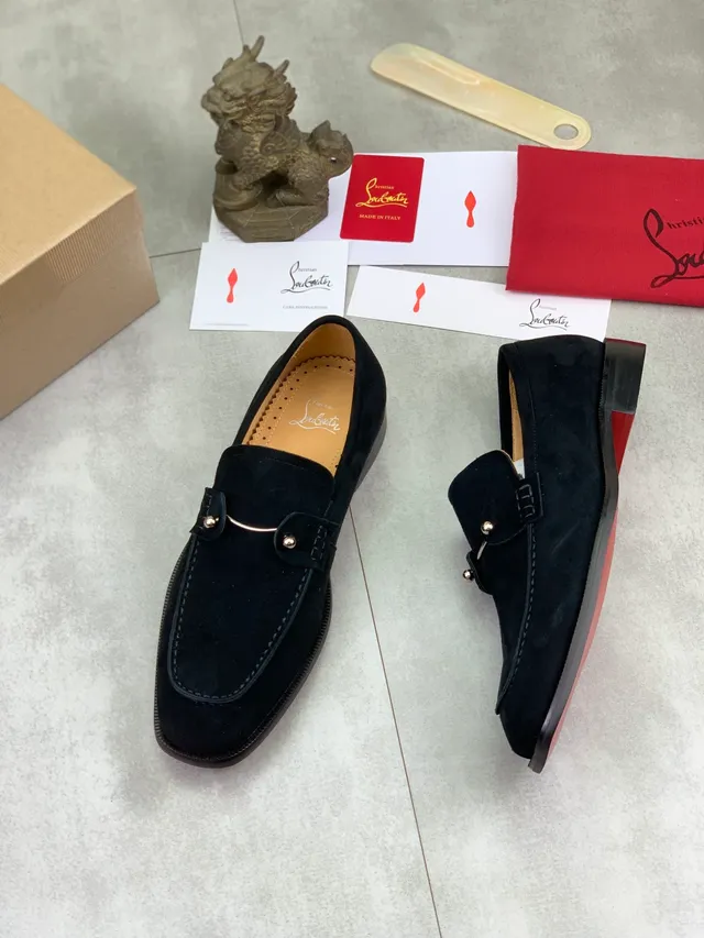 Christian Louboutin Horsebit Loafer Black Suede Loafers