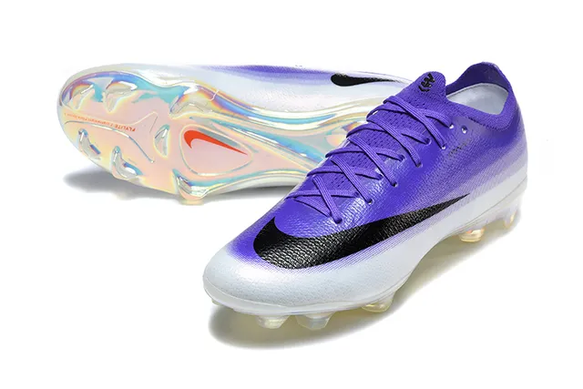 Nike Purple Transparent Knit Upper Iridescent Sole Firm-Ground Soccer Shoes