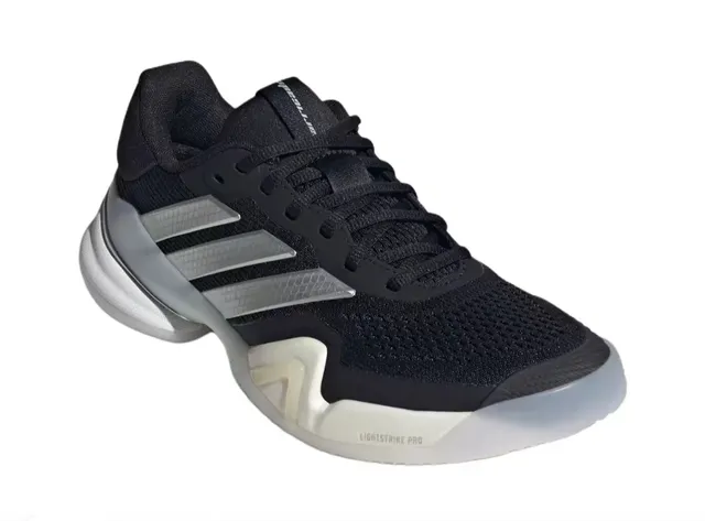Adidas Lightstrike Pro Black Silver Mesh Upper Metallic Three Stripes Lifestyle Sneakers