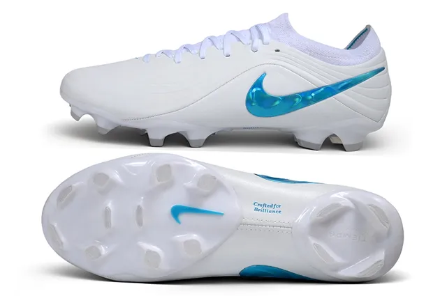 Nike Phantom GT White and Cyan Iridescent Firm-Ground Soccer Shoes