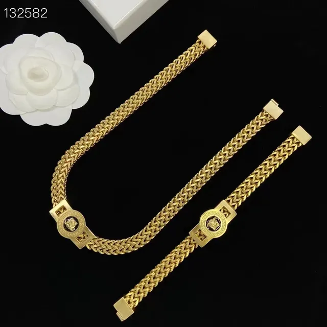 Versace Chain Reaction Gold-Tone Braided Chain Necklace