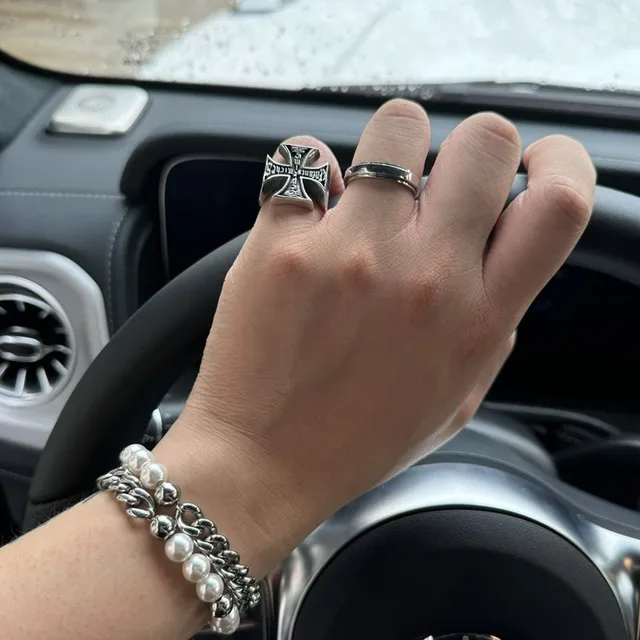 Enfants Riches Déprimés Iron Cross Black Enamel Ring
