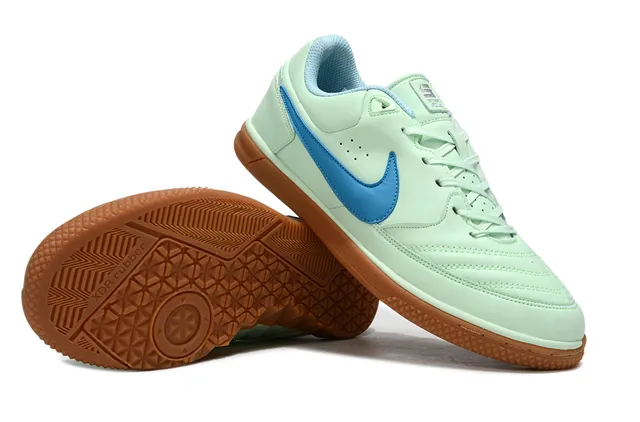 Nike Green Blue Low-Top Leather Upper Indoor Soccer Shoes