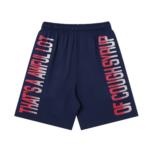 Navy Blue Gradient Graphic Print Elastic-Waist Shorts