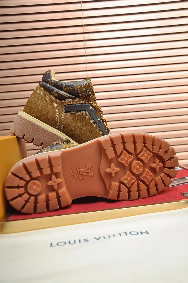 Louis Vuitton Tan Monogram Collar Work Boots