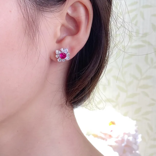 Tiffany & Co. Floral Cluster Ruby and Diamond Earrings