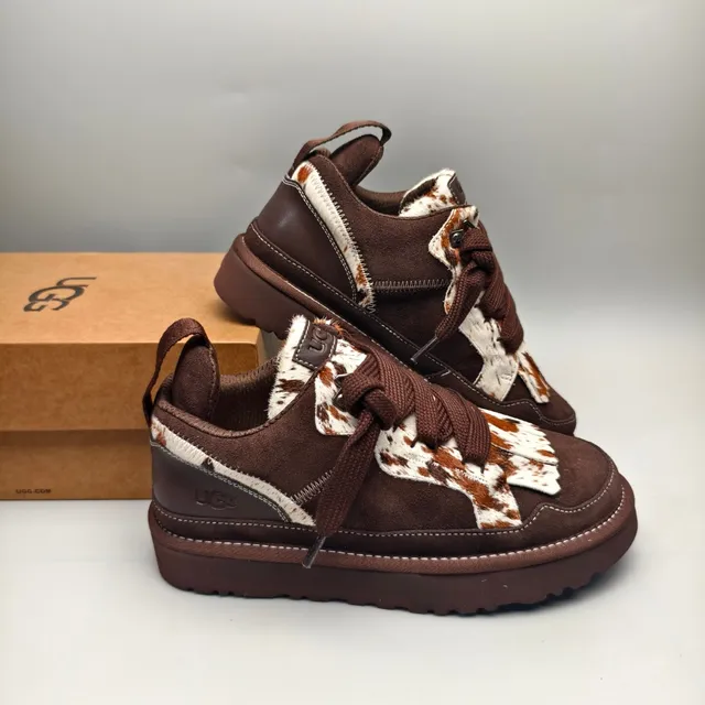 UGG Brown Suede and Cowhide Platform Lifestyle Sneakers