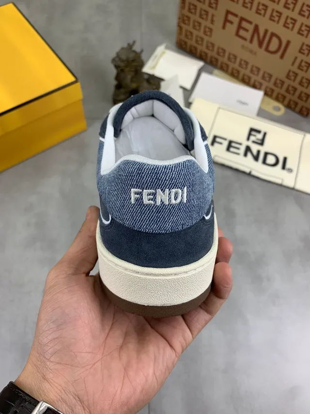 Fendi Denim-Suede Low-Top Lifestyle Sneaker