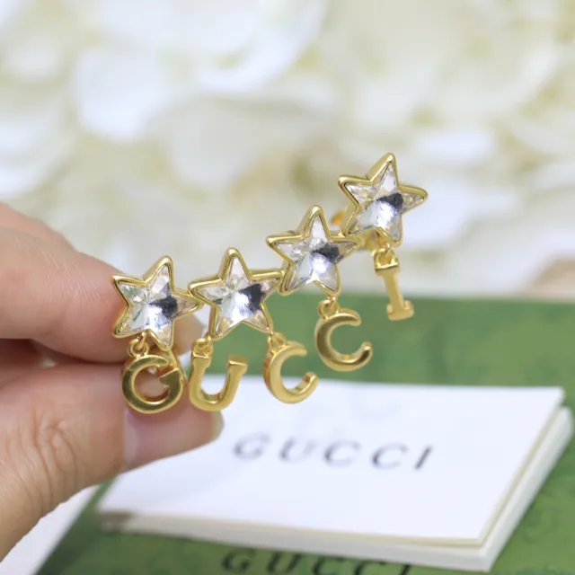 Gucci Star Crystal Gold-Tone Clip-On Earrings