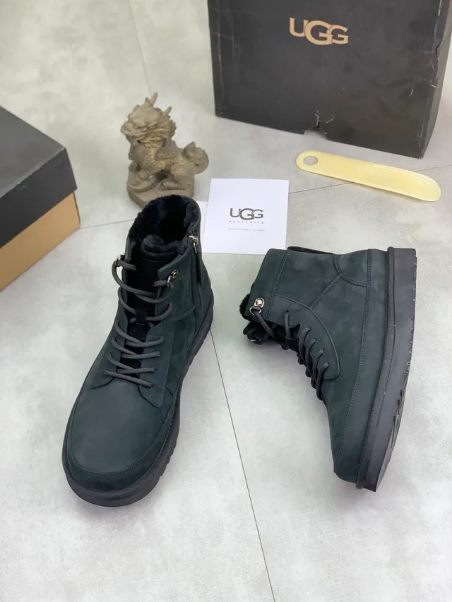 UGG Tasman Charcoal Suede Shearling-Lined Snow Boots