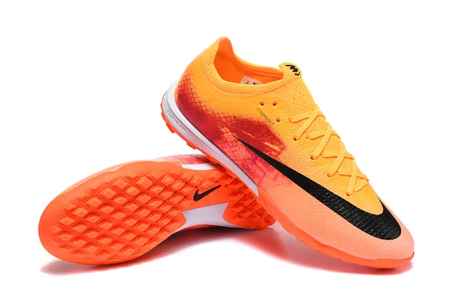 Nike Orange Yellow Knit Upper Gradient Colorway Turf Soccer Shoes