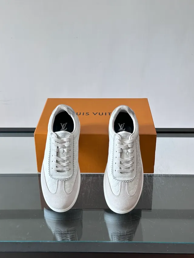 Louis Vuitton Gray Silver Textured Pebbled Upper Metallic Accents Lifestyle Sneakers