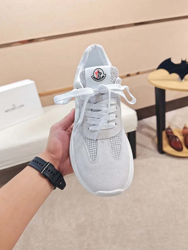Moncler Lifestyle Sneaker White and Gray Mixed-Material Sneakers