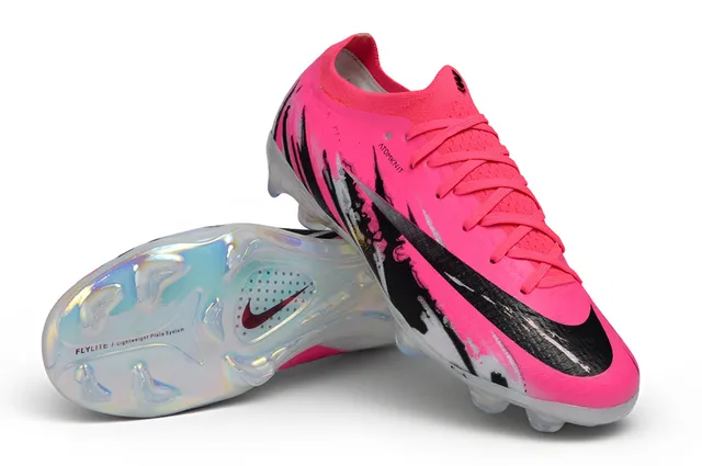 Nike Pink Black Flyknit Upper Iridescent Translucent Sole Firm-Ground Soccer Shoes