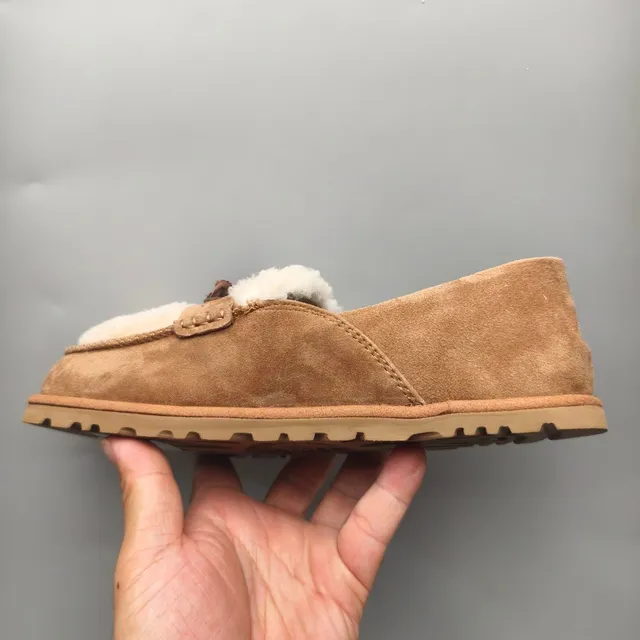 UGG Tasman Brown Beige Suede Upper Shearling-Lined Vamp Loafer
