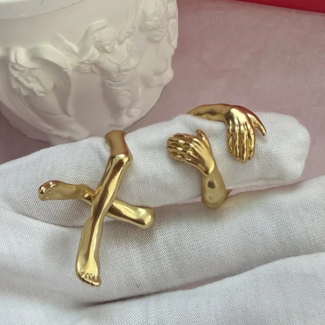 Gold-Tone Hand and Foot Sculptural Rings