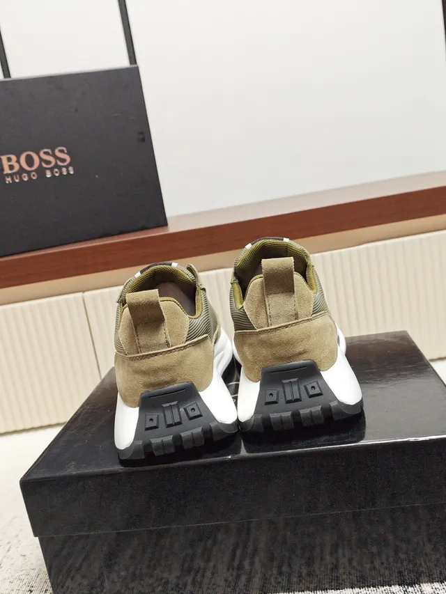 Hugo Boss Lifestyle Sneaker Olive Suede and Mesh Low-Top Sneakers